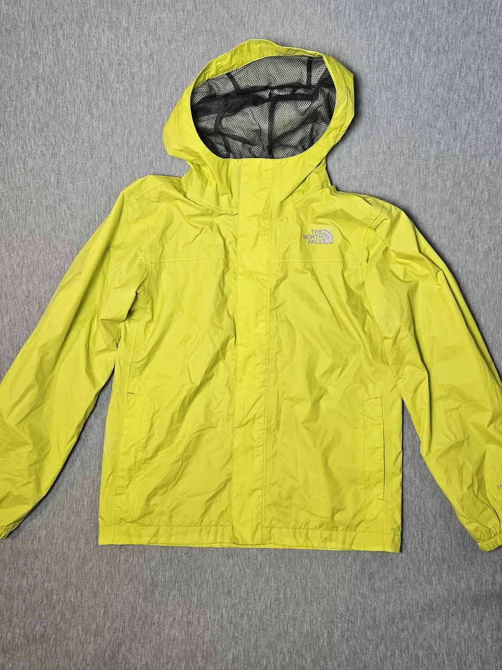 North Face Kids HyVent Rain Jacket Lime Yellow size M 10/12 Waterproof